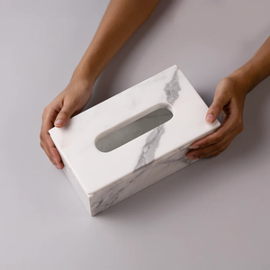 Elegant Vintage White <b>Marble</b> Tissue Box Handcrafted Natural <b>Marble</b> Eco-friendly for Hotel Restaurant Dinner <b>Table</b> Accessories - Product Image 1