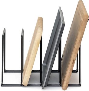 Organizador de tapas de ollas y sartenes, soporte multifuncional para utensilios de cocina y tablas de cortar, estante de almacenamiento que ahorra espacio para encimera y gabinete - Product Image 4