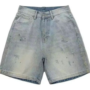 Pantalones Cortos de Lona de Alta Calidad, Vaqueros Azules de Cintura Alta a la Moda, Pantalones Casuales con Cintura Elástica y Cordón Ajustable para Hombre, 180g, Impresión Digital - Product Image 1