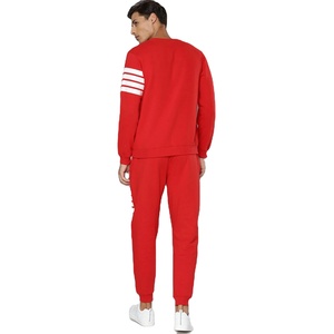 ชุดวอร์มสีแดงสำหรับผู้ชาย ราคาขายส่ง ดีไซน์ทันสมัย สวมใส่สบาย ชุดกีฬาสองชิ้นลายทาง - Product Image 2