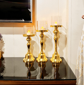Sleek gold and silver two-tone pillar candle pedestal, modern table centerpiece. Available at wholesale prices. High quality. - Product Image 5