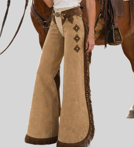 Pantalones de Cuero Occidental Premium para Montar a Caballo, Duraderos y Cómodos, Ajuste Ajustable, Hechos a Mano para Equitación y Rodeo - Product Image 1
