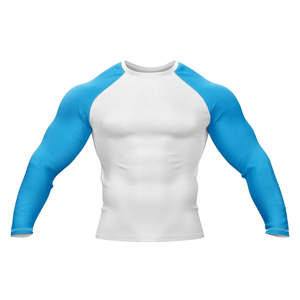 Wholesale Men's Rash Guards Sportswear Custom Logo Digital Print Solid Breathable Lightweight 160g Polyester/Nylon Rash Guards - Product Image 1