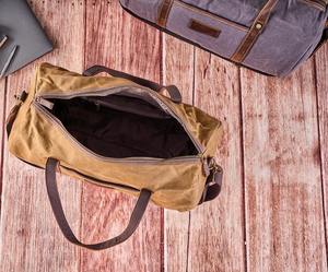 Bolsa de Viaje de Lona y Cuero al por Mayor, Gran Capacidad, Impermeable, Bolsa de Fin de Semana, LCTB-0007 - Product Image 3