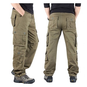 Pantalon décontracté pour homme 100% coton, taille élastique, grande taille, pantalon cargo multi-poches, pantalon baggy pour homme - Product Image 4