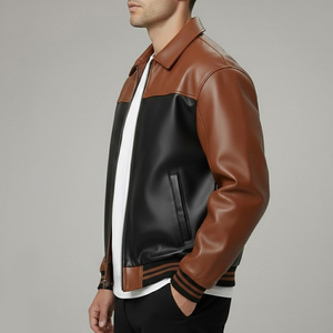 Veste d'hiver en cuir de mouton avec détails matelassés, meilleur design vintage pour homme, veste en cuir de motard pour homme, personnalisable - Product Image 5
