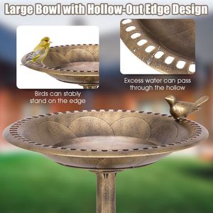 Mangeoire et abreuvoir autoportant en or antique pour oiseaux de jardin - Product Image 4