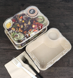Barquette à Nachos Personnalisée Biodégradable et Compostable en Bagasse, Boîte à Déjeuner Jetable avec Couvercle - Product Image 1