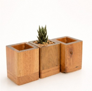 Maceta de Madera Hecha a Mano para Suculentas, Maceta de Madera Maciza para Escritorio, para Cactus Pequeños de Interior, Decoración Moderna y Ecológica para el Hogar - Product Image 1