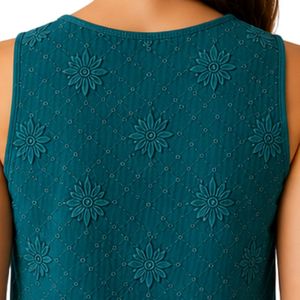 Top Corto Verde Azulado con Bordado Floral para Mujer, Chaleco de Verano sin Mangas de Algodón, Logotipo Personalizado, Moda Casual Urbana - Product Image 5