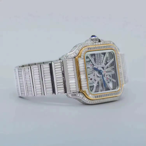 Nouvelle montre unisexe en acier inoxydable, quartz, classique, mode, luxe, diamants taille baguette, moissanite, 41 mm, résistante à l'eau 10 bars - Product Image 3