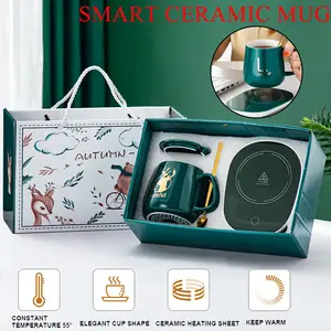 Slimme Keramische Mok Kachel Cup Coaster Warmer Thermostatische Koffie Verwarming Elektrische Mok Set Melk Thee Verwarming Water Home Office Cadeau