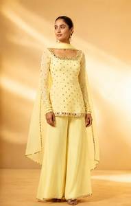 Georgette Three Piece Dress With Heavy Embroidery And <b>Mirror</b> Work Salwar Kameez INdian And Pakistani Style Suit For Ladies - Product Image 3