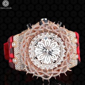 Charm Jewells Luxury Stainless Steel Men's Watch 40mm Analog Mechanical Chronograph Auto <b>Date</b> 10 Bar Water Resistant <b>Red</b> - Product Image 1