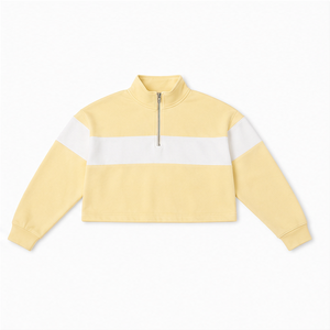 Sudadera Corta Moderna para Mujer Golden Wheat, Personalizable, de Dos Tonos, de Algodón Orgánico - Product Image 4