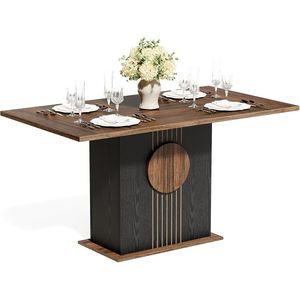 ชุดโต๊ะอาหารทรงสี่เหลี่ยมผืนผ้า 6 ที่นั่ง ดีไซน์ทันสมัย โครงสร้างไม้แข็งแรง ทนทาน พร้อมฐานที่สวยงาม - Product Image 1