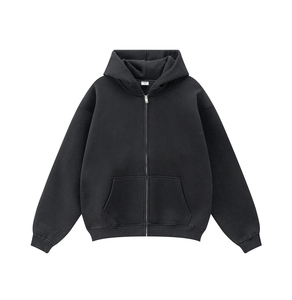 Men's Brown <b>Zip</b>-Up Hoodie 100% Cotton Fleece Oversized Casual Sweatshirt with Pocket Autumn Wear - Product Image 4