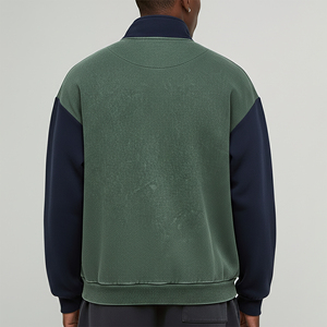 Sudadera con capucha de algodón 100% con cremallera de un cuarto, personalizada OEM/ODM, de color liso, gruesa, con apliques bordados, para otoño. - Product Image 3