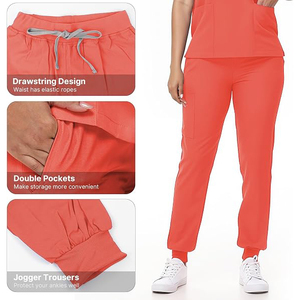 Conjunto de Uniforme Médico para Mujer FTQASMI CO INTERNATIONAL, con Bolsillos, Top y Pantalones, Material de Algodón y Poliéster, Detección de Agujas - Product Image 3