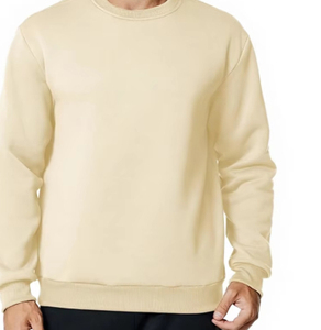 Sudadera de cuello redondo extragrande para hombre, de color liso, de algodón lavado, forro polar de secado rápido, 300 g, informal, de manga larga, para otoño. - Product Image 4