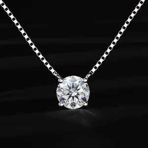 Collier solitaire éblouissant de 0,5 carat avec diamant rond taillé Bloom, clarté D-E VVS-VS, diamant CVD cultivé en laboratoire avec IGI. - Product Image 1