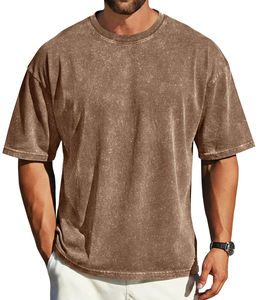 T-shirt pour homme 100% coton, prix d'usine, épaules tombantes, coupe ample, respirant, séchage rapide, col rond, t-shirt d'été surdimensionné - Product Image 5