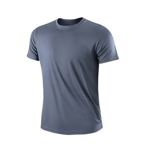T-shirt à manches courtes pour homme, séchage rapide, couleur unie, col rond, coupe classique, tricoté en polyester, décontracté - Product Image 3