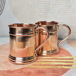 Pure <b>Copper</b> Mugs 16oz, Handmade Solid <b>Copper</b> Drinkware, Rustic Moscow Mule <b>Cups</b>, Ayurvedic Water Mug, Gift for Him Her - Product Image 3