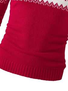 Pull tricoté personnalisé pour homme, motif flocon de neige, rouge et blanc, style Fair Isle, pour les fêtes, chaud pour l'hiver, pull de Noël, vente en gros, OEM, hauts - Product Image 5