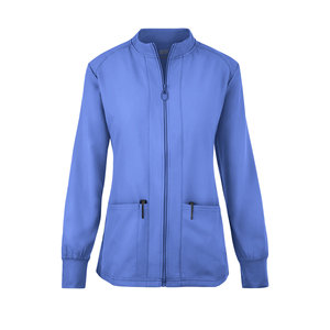 Blouse médicale élégante personnalisée pour femme, à fermeture éclair sur le devant, en polyester et élasthanne extensible, uniforme médical à manches longues, manteau de réchauffement, blouses médicales OEM - Product Image 5