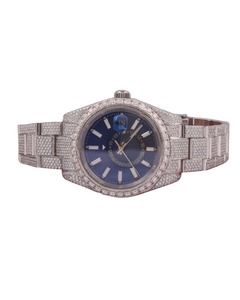 นาฬิกาข้อมือประดับเพชรโมอิสซาไนต์จากโรงงานขายส่ง หน้าปัดสีน้ำเงินแบบ Iced Out ของขวัญสำหรับผู้ชาย ผ่านการทดสอบเครื่องตรวจสอบเพชร - Product Image 1