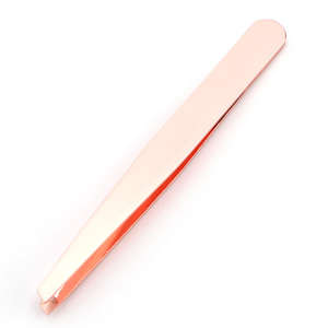 Prix d'usine, moins cher, professionnel, réutilisable, de haute qualité, en acier inoxydable, 1,2 mm, pince à épiler inclinée noire et or rose, ANAAIF - Product Image 6