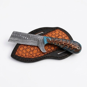 Couteau de chasse et d'extérieur à lame fixe en acier de Damas, modèle Western Bull Cutter, avec manche en résine de cône de pin, pour la chasse, le EDC et le camping - Fabricant - Product Image 5