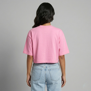 T-shirts courts roses pour femmes, col rond, manches courtes, coupe ample, t-shirt uni pour femmes, 100% coton, style été, t-shirt pour femmes - Product Image 2
