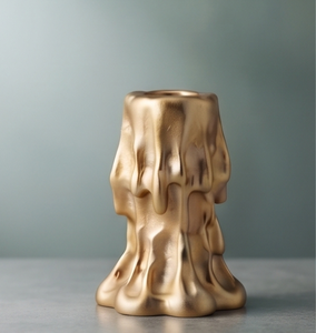 Candelabro Moderno de Metal con Acabado Dorado, Diseño de Textura de Cera Fundida, Soporte para Velas, Centro de Mesa, Decoración para el Hogar - Product Image 5
