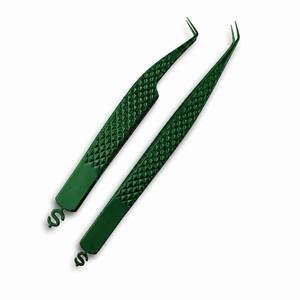 แหนบโลหะสีเขียว ปลายเรียบละเอียด สำหรับต่อขนตา - Product Image 1