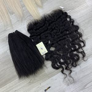 Extensiones de cabello humano virgen vietnamita al por mayor, rubio platino, negro, liso natural, doble trama, cosidas a máquina, directamente de fábrica. - Product Image 5