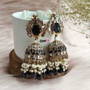 Gold Plated <b>Mirror</b> Jhumki Earrings with <b>Beads</b> 10573937 - Product Image 1