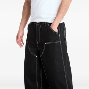 Shorts Bermuda en toile noire pour homme, taille haute, fermeture à cordon, style athlétique, poches, couleur unie, respirant, 100% coton - Product Image 3