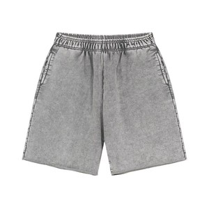 Shorts Bermuda en Coton Uni pour Homme, Taille Élastique, Style Délavé Décontracté, Taille Mi-Haute, Tissu Respirant, Fabricant OEM ODM - Product Image 4