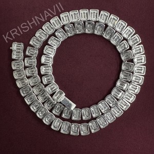 Luxury 8.5MM Lab Diamond 14K White Gold Tennis Necklace for Women Men <b>Iced</b> <b>Out</b> Diamond Link <b>Chain</b> Statement Jewelry Gift - Product Image 2