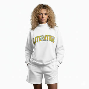 Conjunto de Invierno para Mujer con Cuello Alto y Pantalones Cortos, Traje de Dos Piezas Coordinado en Tela de Forro Polar - Product Image 1