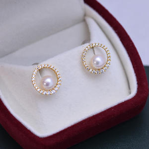 Zhuji Danshui 6-7mm White Round Strong Light Almost Flawless <b>Pearl</b> <b>Earrings</b> S925 Silver Butterfly Wholesale Crystal <b>Earrings</b> - Product Image 2