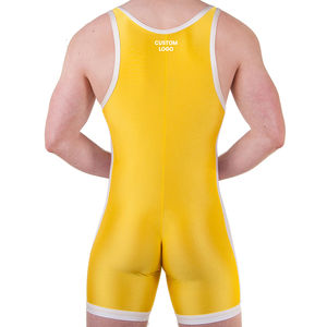 New Design In Yellow And White Color Wrestling Singlet Digital Custom Logo Wrestling Gear Singlet <b>Cheap</b> price Wholesale - Product Image 3