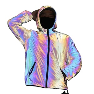 Veste OEM à effet iridescent et changeant de couleur avec capuche pour hommes et femmes - Coupe-vent imperméable élégant pour un style streetwear décontracté - Product Image 3