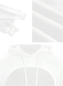 Sudadera con capucha corta blanca de manga regular, color sólido, informal, para otoño, para mujer - Product Image 3