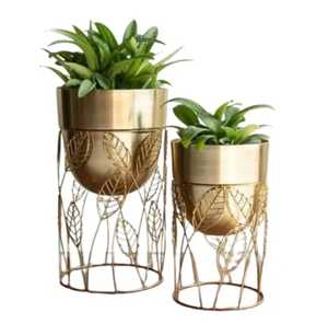 Rose Gold Metal <b>Plant</b> Stand Tall Geometric Diamond Wire Column <b>Frame</b> Round Flower Pot Holder Pedestal Floor Planter Rack - Product Image 4