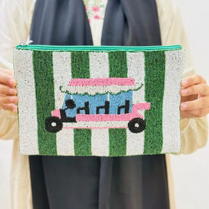 Porte-monnaie brodé de perles de style vintage pour un usage quotidien, entièrement fait main, acceptant les designs personnalisés par glowin fashion. - Product Image 1