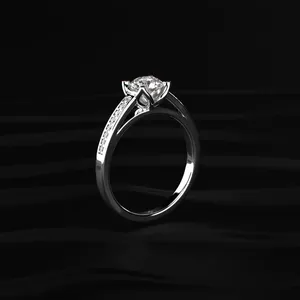 Bague de luxe en or jaune pour femme avec diamant rond brillant de 0,5 ct cultivé en laboratoire, sertie de pavés floraux, certifiée IGI - Product Image 3