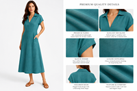 Robe chemise en lin pour femme, décontractée, col en V, mi-longue, sans manches, toutes saisons, élégante, pour le travail, le bureau, écologique, respirante